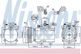 A/C COMPR HYUNDAI TUCSON  04- ΚΑΙΝ. NISSENS 890130 HYUNDAI TUCSON KIA SPORTAGE