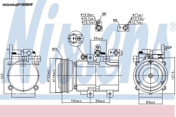 A/C COMPR HYUNDAI TUCSON  04- ΚΑΙΝ. NISSENS 890130 HYUNDAI TUCSON KIA SPORTAGE