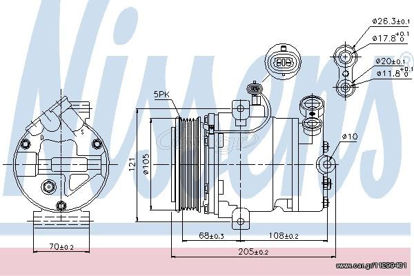 A/C COMPRESSOR ASTRA G   98- ΚΑΙΝ. NISSENS 89024 OPEL ASTRA OPEL CORSA OPEL MERIVA OPEL TIGRA OPEL ZAFIRA