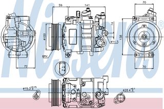 A/C COMPRESSOR AUDI A4   00- ΚΑΙΝ. NISSENS 89052 AUDI A4 AUDI A5 AUDI A6 AUDI A8 AUDI Q5