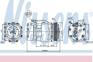 A/C COMPR TRANSPORTER T4 90-03 ΚΑΙΝ. NISSENS 89061 VW TRANSPORTER