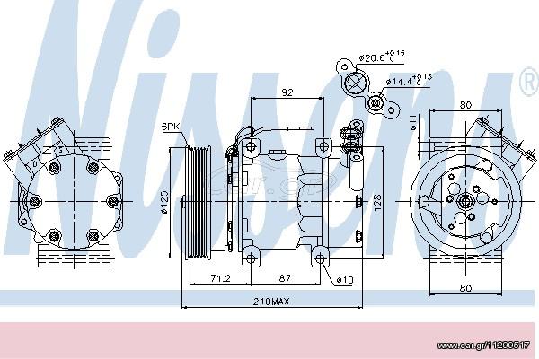 A/C COMPRESSOR RENAU CLIO  98- ΚΑΙΝ. NISSENS 89064 DACIA LOGAN DACIA SANDERO NISSAN KUBISTAR RENAULT CLIO RENAULT KANGOO RENAULT LOGAN RENAULT MEGANE RENAULT SCENIC RENAULT THALIA