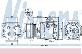 A/C COMPRESSOR FORD FOCUS 98- ΚΑΙΝ. NISSENS 89071 FORD FIESTA FORD FOCUS FORD TOURNEO FORD TRANSIT