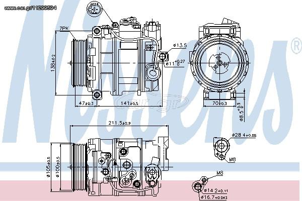 A/C COMPRESS E-CLASS(W211) 05- ΚΑΙΝ. NISSENS 89090 MERCEDES-BENZ C-CLASS MERCEDES-BENZ CLK MERCEDES-BENZ CLS MERCEDES-BENZ E-CLASS MERCEDES-BENZ G-CLASS MERCEDES-BENZ GL-CLASS MERCEDES-BENZ M-CLASS M