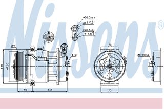 A/C COMP OPEL VECTRA C  02- ΚΑΙΝ. NISSENS 89124 CADILLAC BLS FIAT CROMA OPEL SIGNUM OPEL VECTRA SAAB 9-3