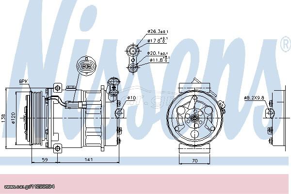 A/C COMP OPEL VECTRA C  02- ΚΑΙΝ. NISSENS 89124 CADILLAC BLS FIAT CROMA OPEL SIGNUM OPEL VECTRA SAAB 9-3