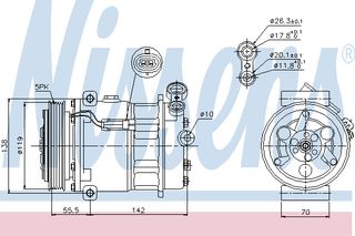 A/C COMP OPEL VECTRA C   02- ΚΑΙΝ. NISSENS 89157 FIAT CROMA OPEL SIGNUM OPEL VECTRA