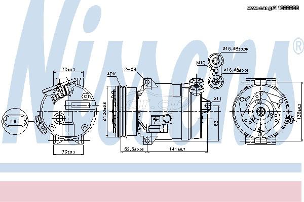 A/C COMP FIAT BRAVA  95- ΚΑΙΝ. NISSENS 89258 FIAT BRAVA FIAT BRAVO FIAT MULTIPLA LANCIA LYBRA