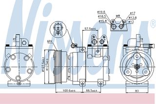 A/C COMP HYUNDAI MATRIX  01- ΚΑΙΝ. NISSENS 89270 HYUNDAI MATRIX