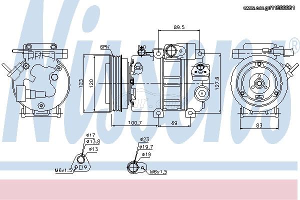 A/C COMPRESSOR HYUNDAI i30 07- ΚΑΙΝ. NISSENS 89278 HYUNDAI i30 HYUNDAI SANTA HYUNDAI SONATA KIA CEE'D KIA MAGENTIS KIA PRO