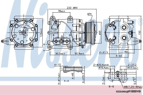 A/C COMPR FORD MONDEO 96- ΚΑΙΝ. NISSENS 89365 FORD COUGAR FORD MONDEO