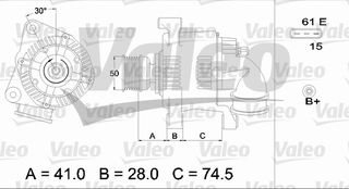 ΑΛΤΕΡΝ.ΑΝΑΚ.80A A13VI160 BMW ΚΑΙΝ. VALEO 436746 BMW 3 BMW 5 BMW X5 BMW Z3