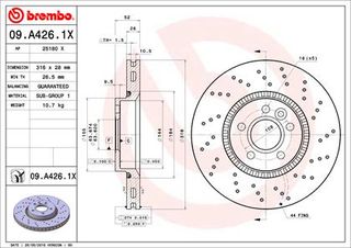 XR ΔΙΣ.ΦΡ.ΕΜ.FORD GALAXY ΚΑΙΝ. BREMBO 09A4261X FORD GALAXY FORD S-MAX LAND ROVER FREELANDER VOLVO S60 VOLVO S80 VOLVO V60 VOLVO V70 VOLVO XC70