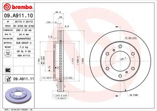 ΔΙΣΚ.ΦΡΕΝ.ΕΜ.PAJERO 3,8LT V6 ΚΑΙΝ. BREMBO 09A91110 MITSUBISHI PAJERO