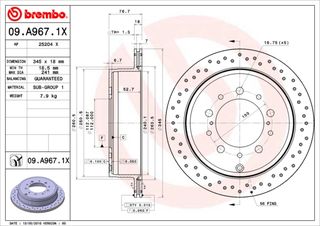 XR ΔΙΣΚΟΙ ΦΡ.ΕΜ.LAND CRUISER ΚΑΙΝ. BREMBO 09A9671X TOYOTA LAND