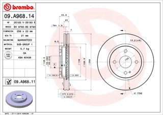 ΔΙΣΚ.ΦΡΕΝ.ΕΜ.MAZDA 2 DE 07- ΚΑΙΝ. BREMBO 09A96814 MAZDA 2