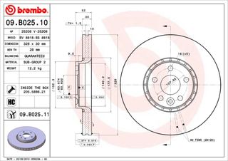 ΔΙΣΚΟΙ ΦΡΕΝ.ΕΜ.VOLVO XC60 ΚΑΙΝ. BREMBO 09B02511 VOLVO XC60