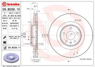 ΔΙΣΚΟΙ ΦΡΕΝ.ΕΜ.AUDI S4/5/Q5 LJ ΚΑΙΝ. BREMBO 09B03910 AUDI A4 AUDI A5 AUDI Q5