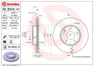 ΔΙΣΚΟΙ ΦΡΕΝ.ΕΜ.M.B A W176 ΚΑΙΝ. BREMBO 09B34341 MERCEDES-BENZ A-CLASS MERCEDES-BENZ B-CLASS