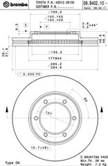 ΔΙΣΚ.ΦΡΕΝ.ΕΜ.HI ACE IV ΚΑΙΝ. BREMBO 09B40210 TOYOTA HIACE