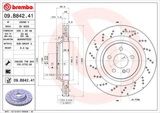 ΔΙΣΚΟΙ ΦΡΕΝ.ΟΠ.ΤΡ.M.B R230AMG ΚΑΙΝ. BREMBO 09B84241 MERCEDES-BENZ SL