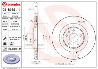 ΔΙΣΚ.ΦΡΕΝ.ΟΠ.AUDI A4/5 ΚΑΙΝ. BREMBO 09B96911 AUDI A4 AUDI A5 AUDI A6 AUDI A7 AUDI A8 AUDI Q5 PORSCHE MACAN