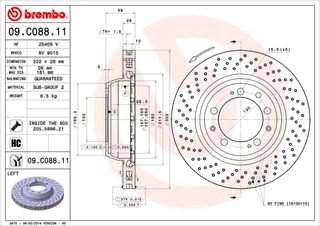 ΔΙΣΚ.ΦΡΕΝ.ΟΠ.ΑΡ.ΤΡ.PORSCHE 911 ΚΑΙΝ. BREMBO 09C08811 PORSCHE 911