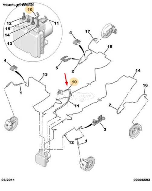 ΣΩΛΗΝΑΣ ΦΡΕΝΩΝ ΜΕ ΠΡΟΑΙΡΕΤΙΚΟ ABS CITROEN C4,307    0000488732 