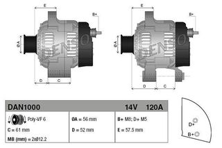 ALTERN.ALFA GIULIETTA 1.8 TBI ΚΑΙΝ. DENSO DAN1000 ALFA ROMEO 159 ALFA ROMEO BRERA ALFA ROMEO GIULIETTA ALFA ROMEO SPIDER LANCIA DELTA