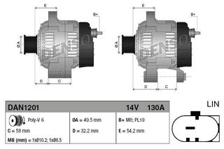 ALTERNATOR JAGUAR XF 4,2 08- ΚΑΙΝ. DENSO DAN1201 JAGUAR XF