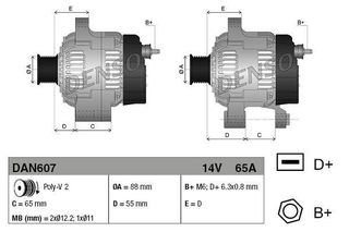 ALTERNATOR IVECO DAILY I 35-8 ΚΑΙΝ. DENSO DAN607 IVECO DAILY