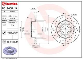 XR ΔΙΣ.ΦΡ.ΟΠ.VAG QUATTRO,CADDY ΚΑΙΝ. BREMBO 0894881X AUDI A3 SKODA OCTAVIA SKODA SUPERB VW CADDY VW GOLF VW JETTA VW SCIROCCO VW TOURAN