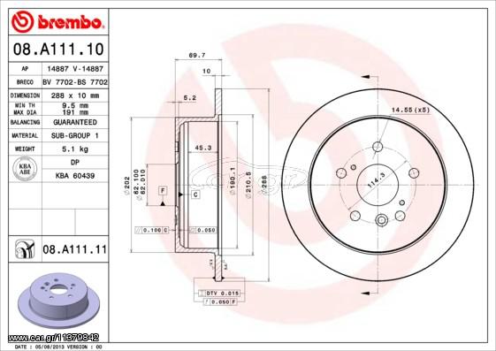 ΔΙΣΚOI ΦΡ.ΟΠ.LEXUS RX300 03- ΚΑΙΝ. BREMBO 08A11110 LEXUS RX