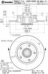 ΔΙΣΚΟΙ ΦΡΕΝ.ΟΠ.MEG ΚΑΙΝ. BREMBO 08B39117 RENAULT CLIO RENAULT GRAND SCENIC RENAULT MEGANE RENAULT SCENIC