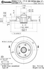 ΔΙΣΚΟΙ ΦΡΕΝ.ΟΠ.MEG ΚΑΙΝ. BREMBO 08B39417 RENAULT MEGANE