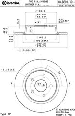 ΔΙΣΚΟΙ ΦΡΕΝ.ΟΠ.FORD C MAX ΚΑΙΝ. BREMBO 08B60110 FORD C-MAX FORD GRAND C-MAX FORD KUGA FORD TOURNEO FORD TRANSIT