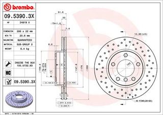 XR ΔΙΣ.ΦΡ.BMW E36 318 IS 92- ΚΑΙΝ. BREMBO 0953903X BMW 3 BMW Z3 BMW Z4