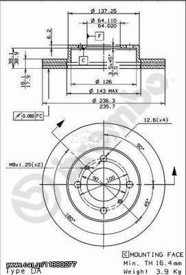 ΔΙΣΚΟΙ ΦΡΕΝΩΝ MITSUBISHI COLT ΚΑΙΝ. BREMBO 09705610 MITSUBISHI CARISMA MITSUBISHI COLT MITSUBISHI LANCER PROTON JUMBUCK PROTON PERSONA PROTON SATRIA PROTON WIRA