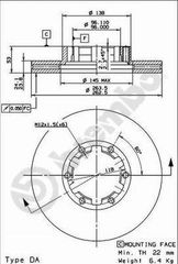 ΔΙΣΚΟΙ ΦΡ.ΕΜ.NISSAN TRADE 6ΤΡ. ΚΑΙΝ. BREMBO 09711810 NISSAN TRADE