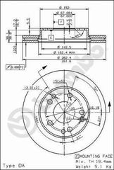 ΔΙΣΚΟΙ ΦΡENΩΝ MB W201 2,3 ΚΑΙΝ. BREMBO 09729120 MERCEDES-BENZ 190