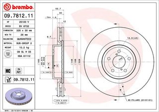 ΔΙΣΚΟΙ ΦΡΕΝ.ΕΜ.IMPREZA WRX STI ΚΑΙΝ. BREMBO 09781211 SUBARU IMPREZA