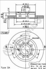 ΔΙΣΚΟΙ ΦΡ.GOLF V,A3 1.6 FSI ΚΑΙΝ. BREMBO 09916710 AUDI A3 SEAT ALTEA SEAT LEON SEAT TOLEDO SKODA OCTAVIA SKODA YETI VW BEETLE VW CADDY VW GOLF VW JETTA