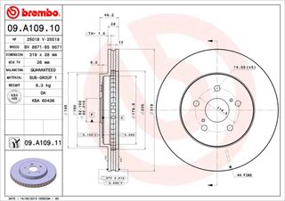 ΔΙΣΚΟΙ ΦΡ.ΕΜ.LEXUS RX300/RX350 ΚΑΙΝ. BREMBO 09A10910 LEXUS RX