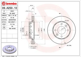 ΔΙΣΚΟΙ ΦΡ. KIA  CLARUS 1.8 16V ΚΑΙΝ. BREMBO 09A25010 KIA CARENS KIA CLARUS