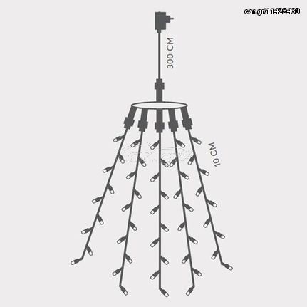 Eurolamp Χταποδι, 175 LED 3Mm, 31V, 5 Γραμμες, Με Μετασχηματιστη, Προεκταση Παροχης 300Cm, Πρασινο Καλωδιο, Θερμο Λευκο LED Ana 10Cm, Ιρ44 - 600-11391