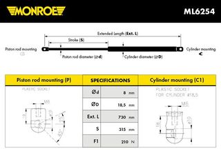 ΑΜΟΡΤ.ΠΑΓΚΑΖ VOLVO V40 ΚΑΙΝ. MONROE ML6254 VOLVO V40