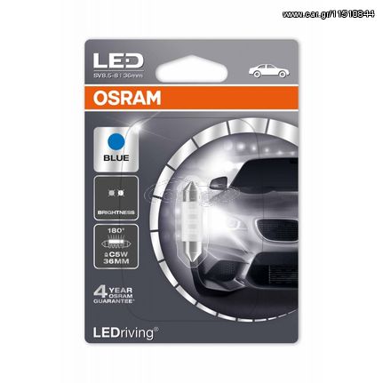 Osram Led Μπλε C5W 0,5 W 12V SV8.5-8  Festoon 36mm 6436BL-01B