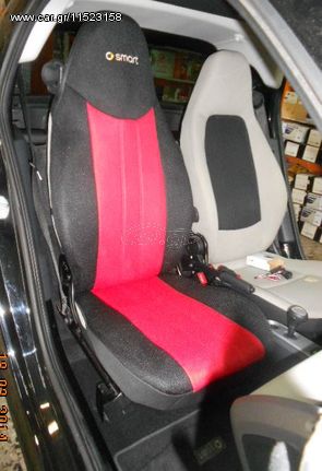 Ημικαλύμματα Εμπρόσθιων Καθισμάτων για Smart από Ύφασμα Αεριζόμενο Τρυπητό R' Χρώματος Κόκκινο-Μαύρο Τεμάχια Δύο | Pancarshop