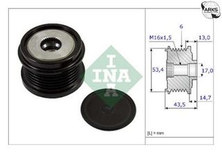 INA Τροχαλία Ελεύθερου Τροχασμού Εναλλάκτη Ρεύματος FORD, MAZDA, VOLVO