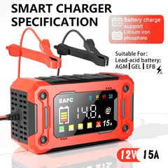 Πλήρως αυτόματος φορτιστής 15A μπαταρίας 12V αυτοκινήτου/μοτοσυκλέτας και όλων των οχημάτων Κωδικός ST5004....SoundStreet.....